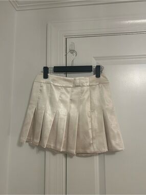 Pleated Satin Mini Skirt